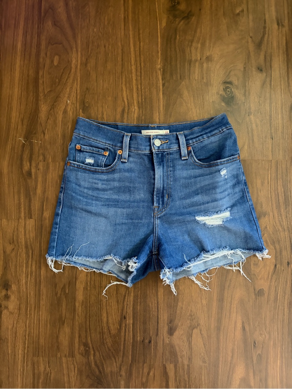 Levi's Distressed Denim Cutoff Shorts - Blue